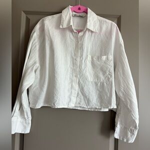 Zara Cropped White Button Down